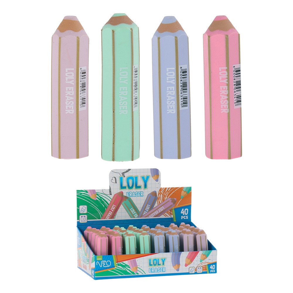Guma Loly v tvare pastelky, mix farieb /1ks