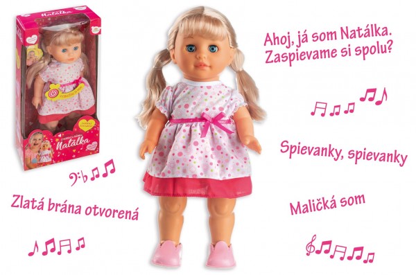  Panenka Natálka chodiaci a slovensky spievajúc plast 42cm na batérie so zvukom v krabici 21x44x11cm