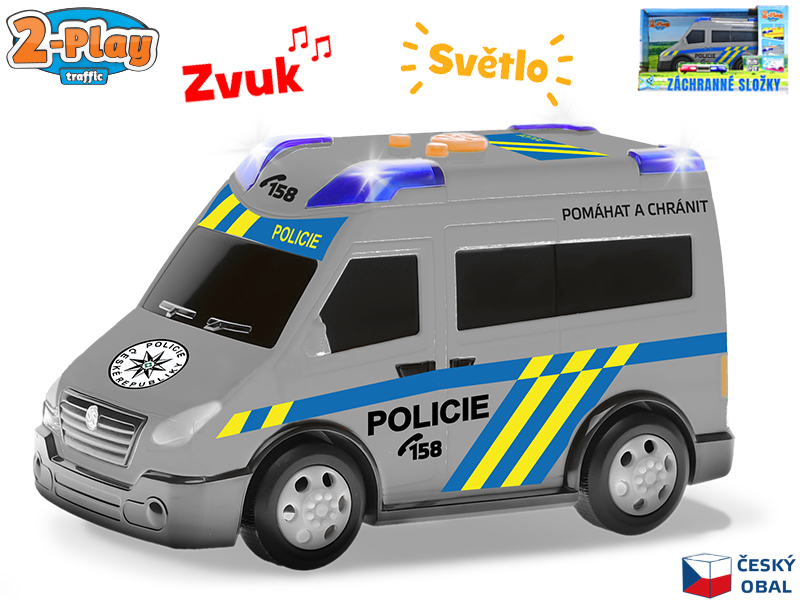 2-Play Traffic Auto polícia CZ design 13,5cm voľný chod so svetlom a zvukom v krabičke
