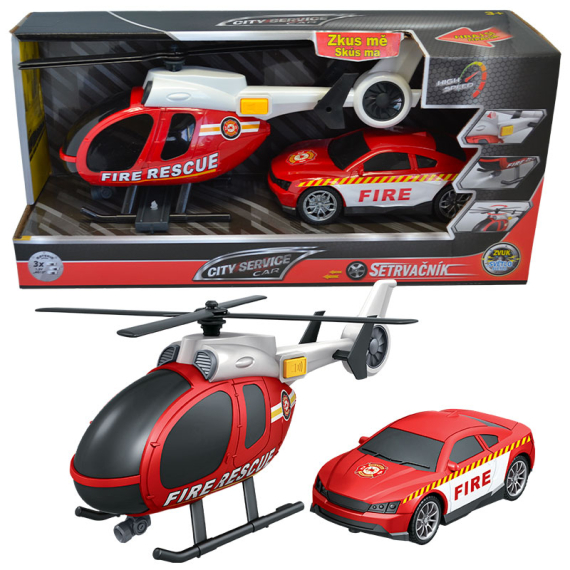 ITY SERVICE CAR - 1:14 Hasiči set vrtuľník + auto