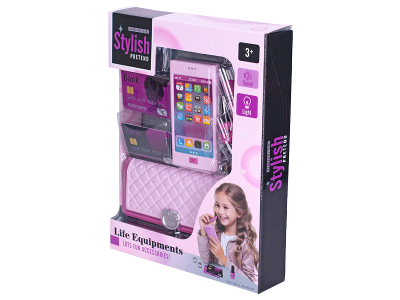 Kabelka s telefónom - 18,5 x 8 cm - so svetlom a zvukom a doplnkami