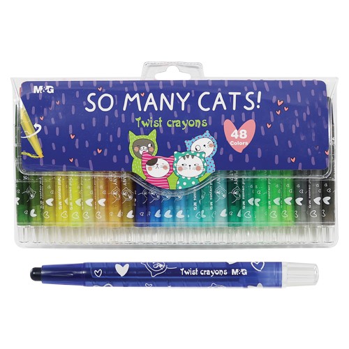 Voskovky vysúvateľné M&G So Many Cats, sada 48 ks