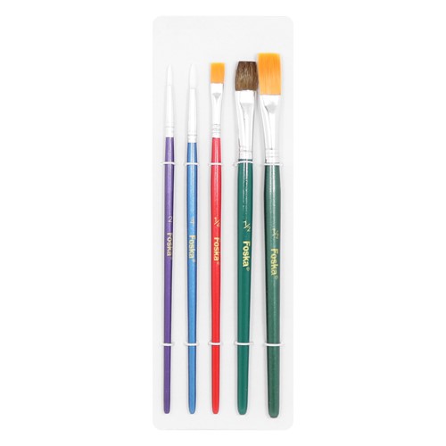 Sada štetcov Foska Color 5 ks, guľaté č. 2 a 4 + ploché č. 1/4, 1/2, 1/2